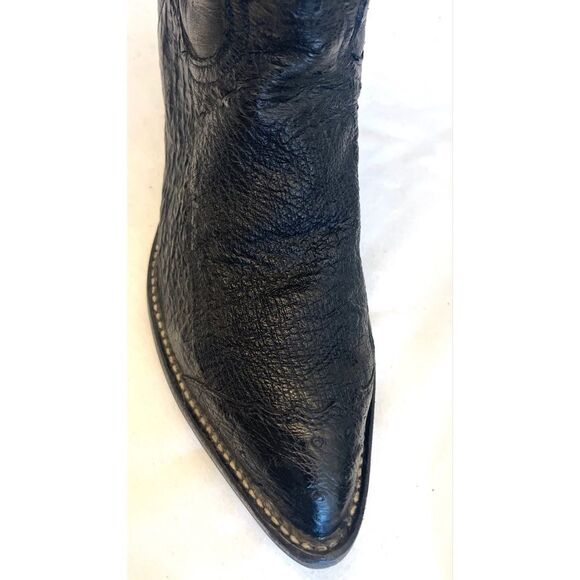 Tony Lama #05226 Black Leather Ostrich Toe Western Pointed Men’s Boots SZ 7.5 EE - Picture 7 of 13
